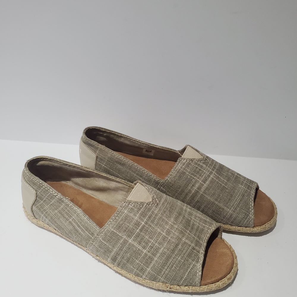 TOMS Alpargata Open Toe Metallic Beige Shoes 8.5W